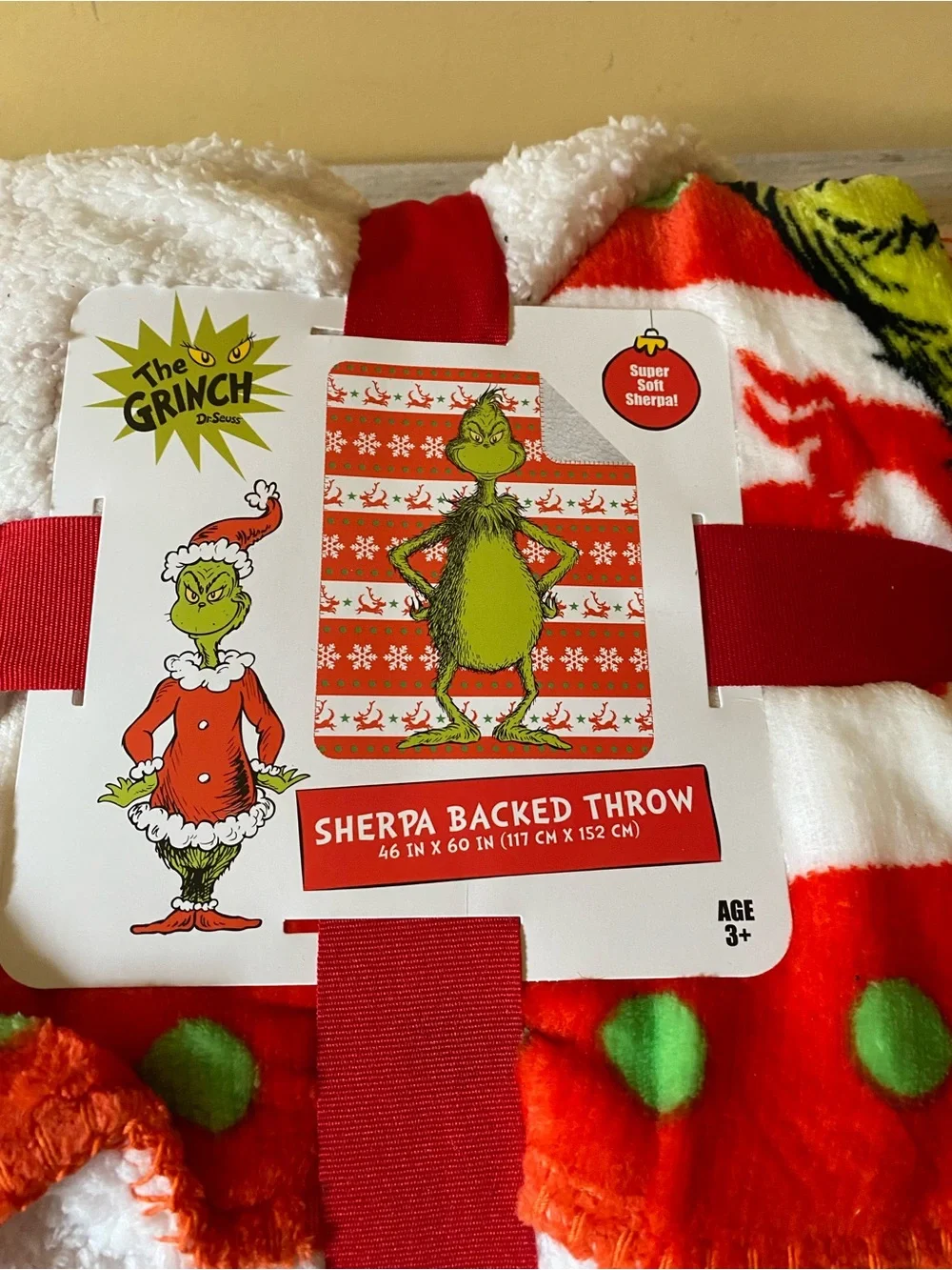 The Grinch Sherpa Backed Throw Blanket